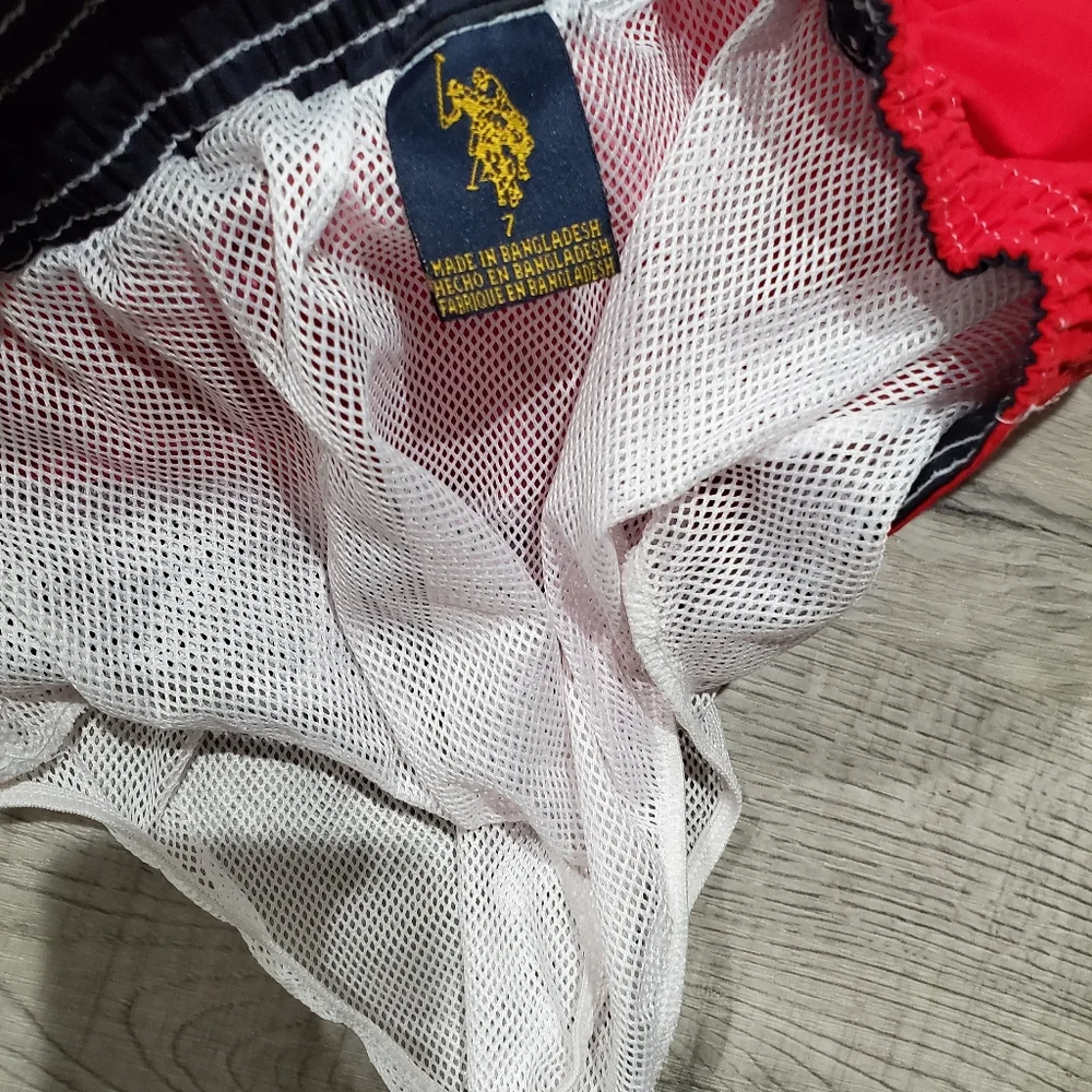 Boy's Polo Red Swim Trunk sz 7
